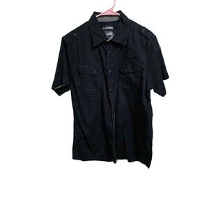 Black Counter Intelligence Short Sleeve Button Men's Shirt Size L